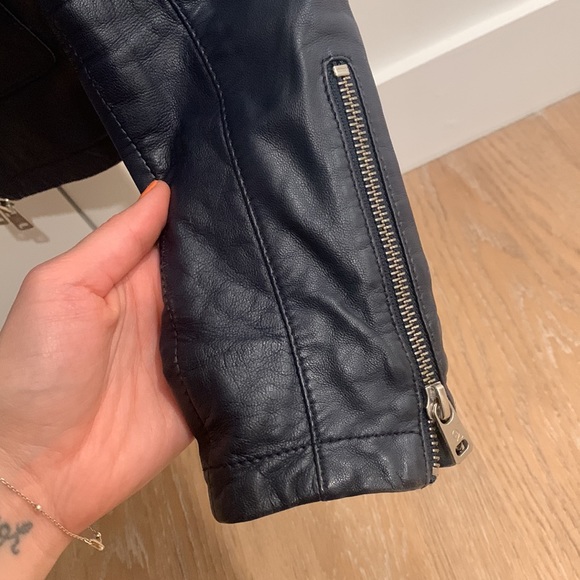 Alexander McQueen navy leather moto jacket zippers - Picture 11 of 14